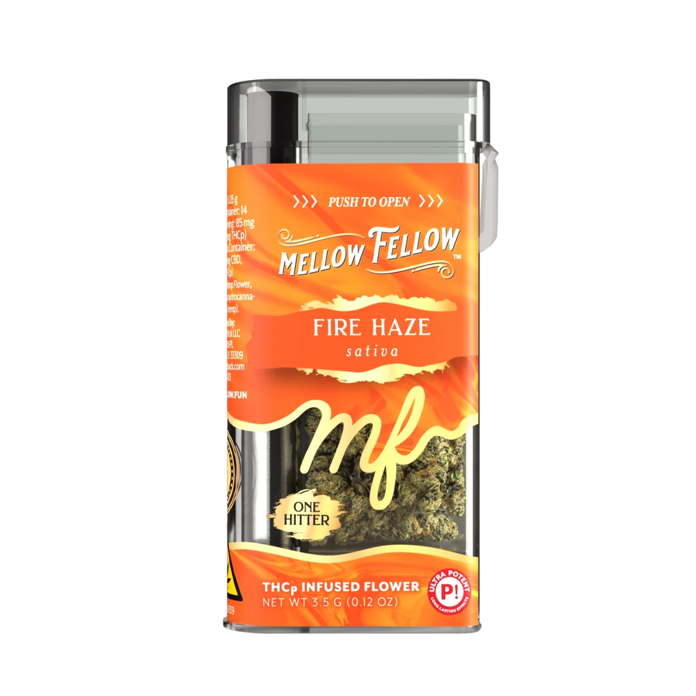 THCp 3.5g Infused Flower + One Hitter - Fire Haze (Sativa) - Mellow Fellow
