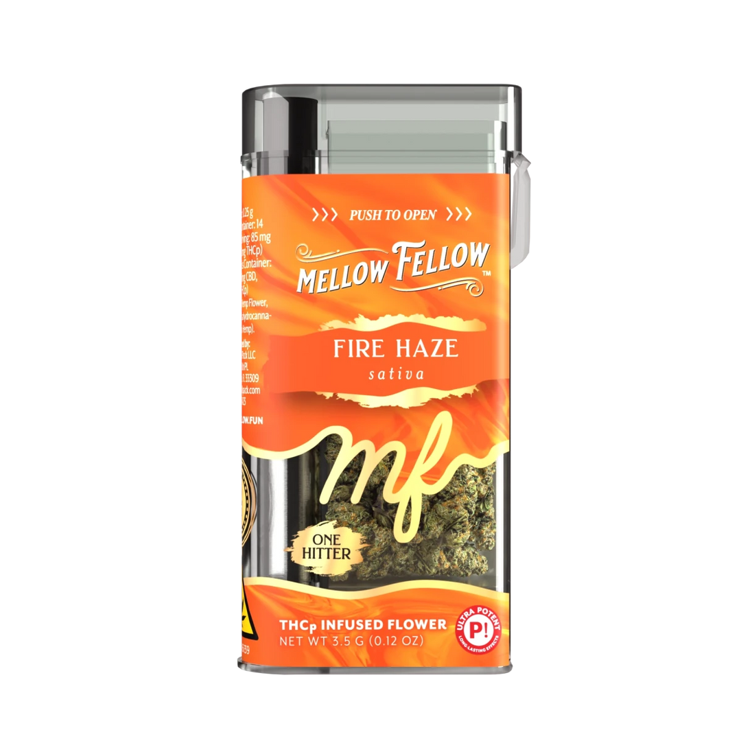THCp 3.5g Infused Flower + One Hitter - Fire Haze (Sativa) - Mellow Fellow