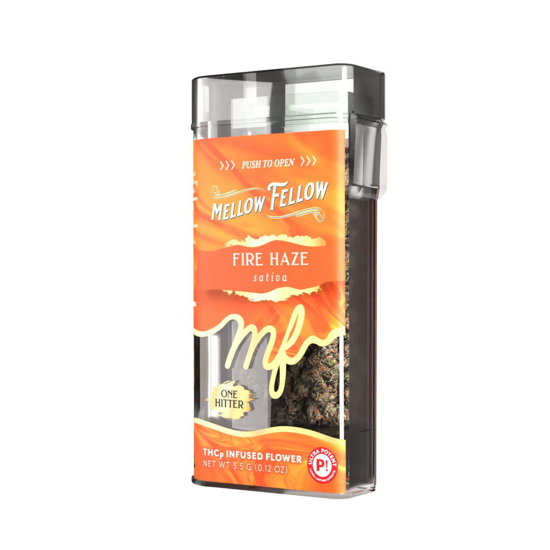 THCp Flower 3.5g Exotic Jar + One Hitter - Fire Haze (Sativa) - Mellow Fellow