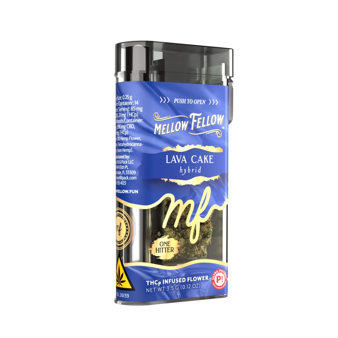 THCp 3.5g Infused Flower + One Hitter - Lava Cake (Hybrid) - Mellow Fellow