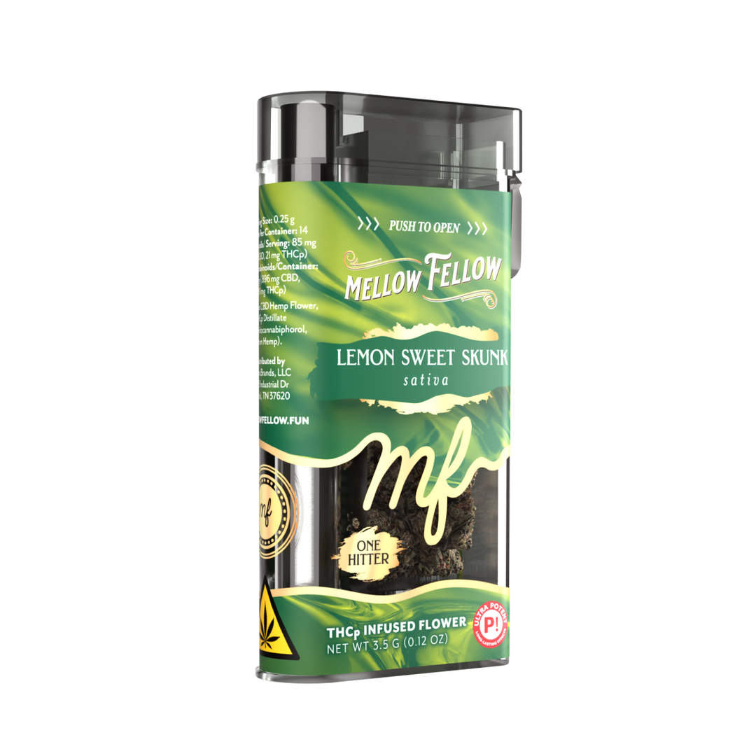 THCp Flower 3.5g Exotic Jar + One Hitter - Lemon Sweet Skunk (Sativa)