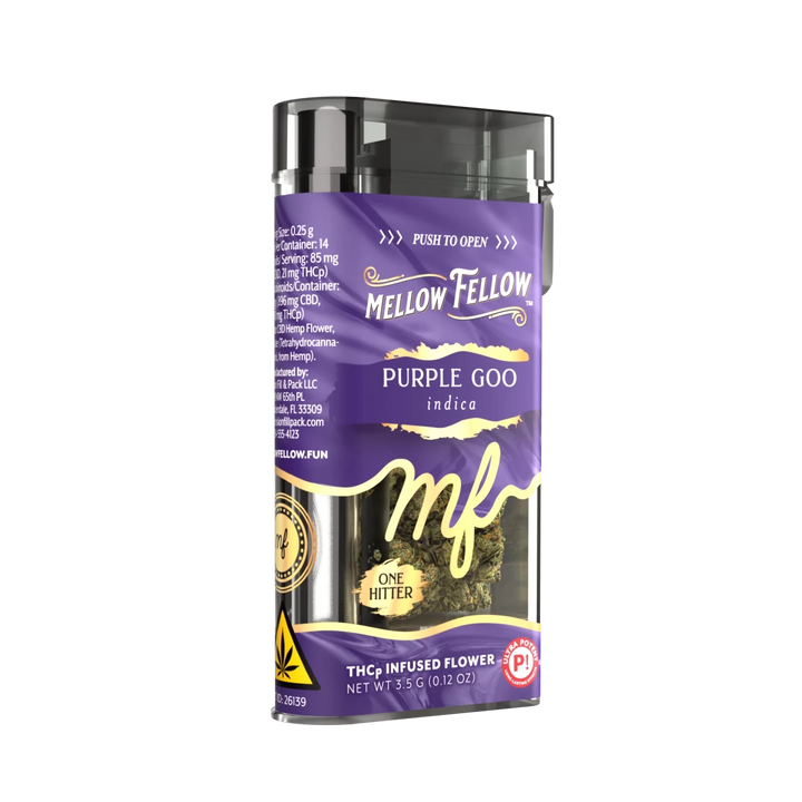 THCp 3.5g Infused Flower + One Hitter - Purple Goo (Indica) - Mellow Fellow