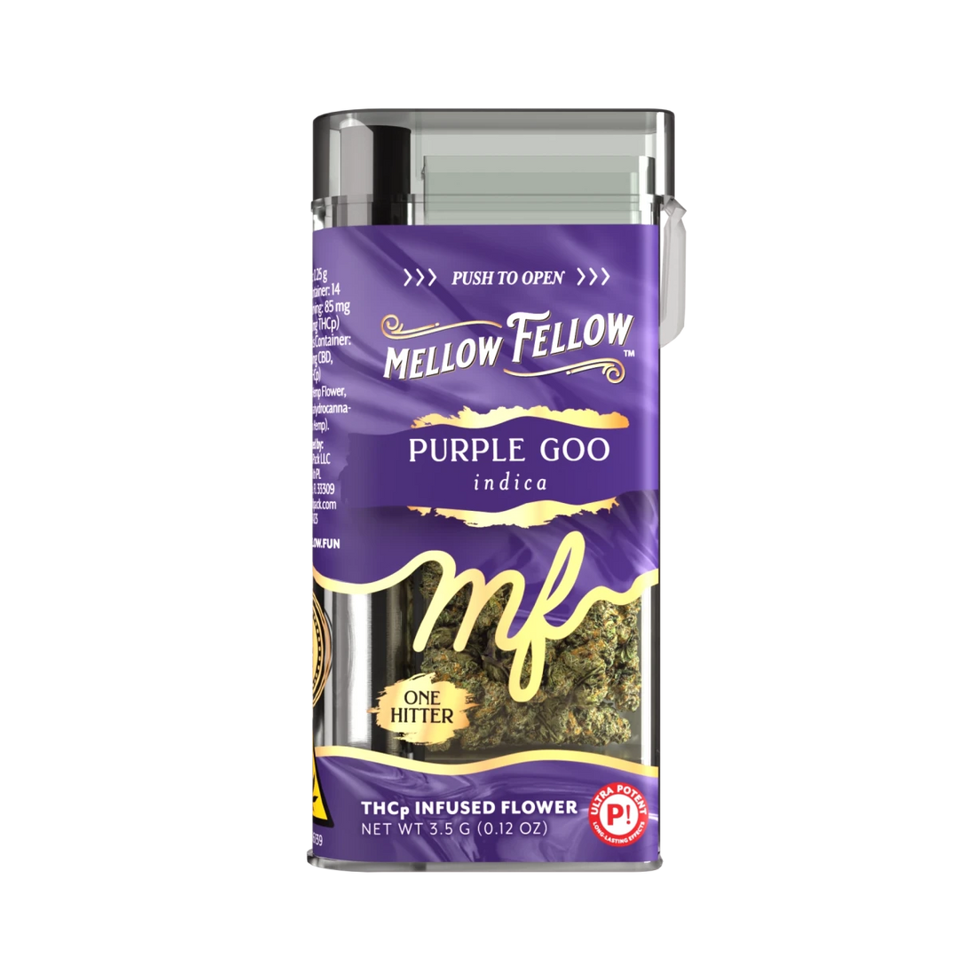 THCp 3.5g Infused Flower + One Hitter - Purple Goo (Indica) - Mellow Fellow