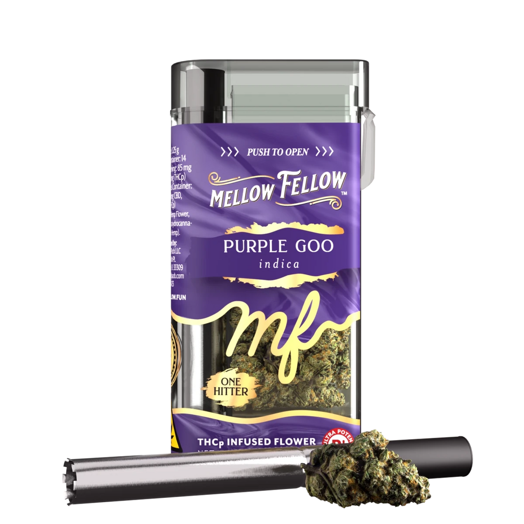 THCp 3.5g Infused Flower + One Hitter - Purple Goo (Indica) - Mellow Fellow