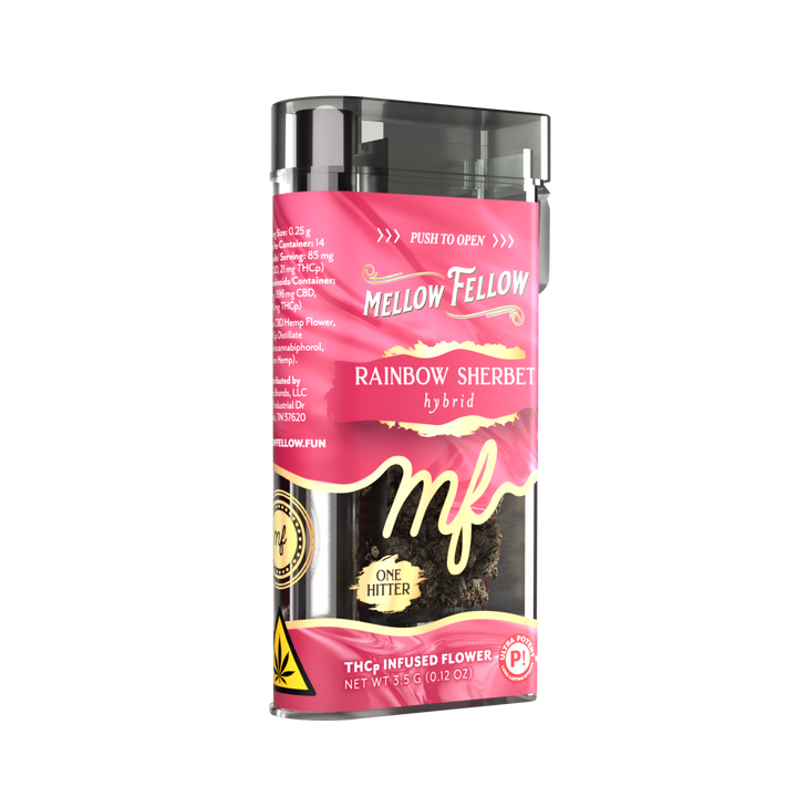 THCp Flower 3.5g Exotic Jar + One Hitter - Rainbow Sherbet (Hybrid)