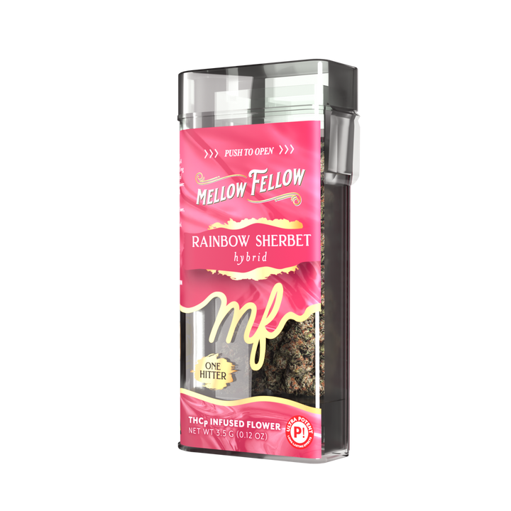 THCp Flower 3.5g Exotic Jar + One Hitter - Rainbow Sherbet (Hybrid)