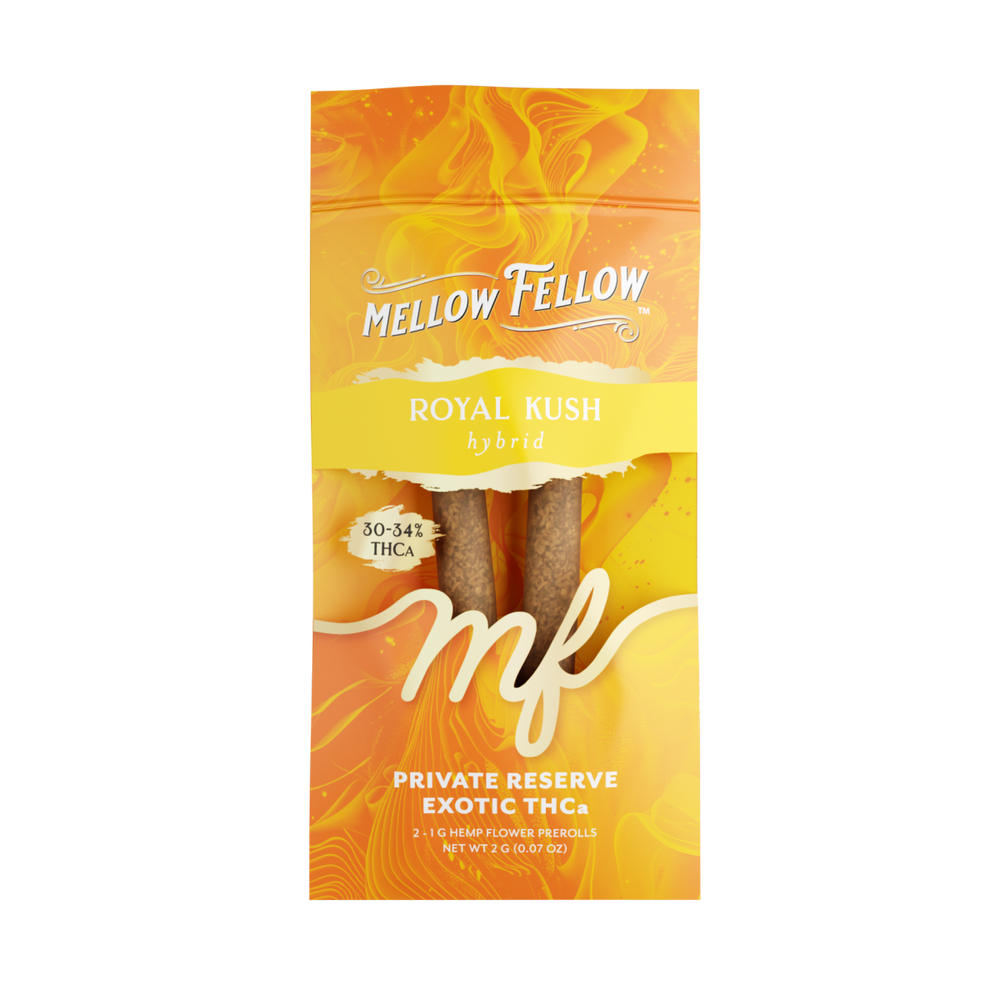 THCa Prerolls - 2 pc 2g Private Reserve Exotic - Royal Kush (Hybrid) - Mellow Fellow