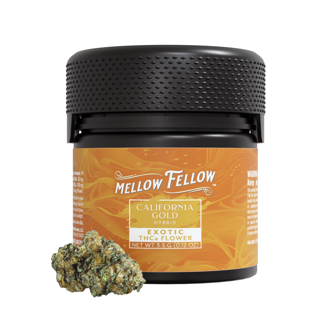 THCa 3.5g Exotic Flower - California Gold (Indica) - Mellow Fellow