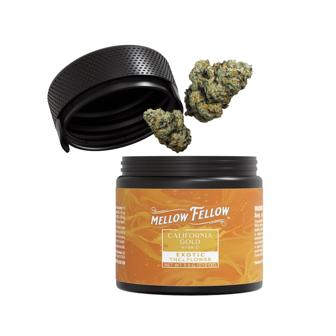 THCa 3.5g Exotic Flower - California Gold (Indica) - Mellow Fellow