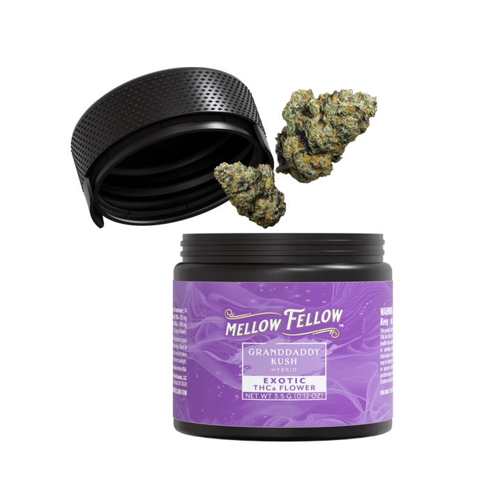 THCa 3.5g Exotic Flower - Granddaddy Kush (Hybrid) - Mellow Fellow