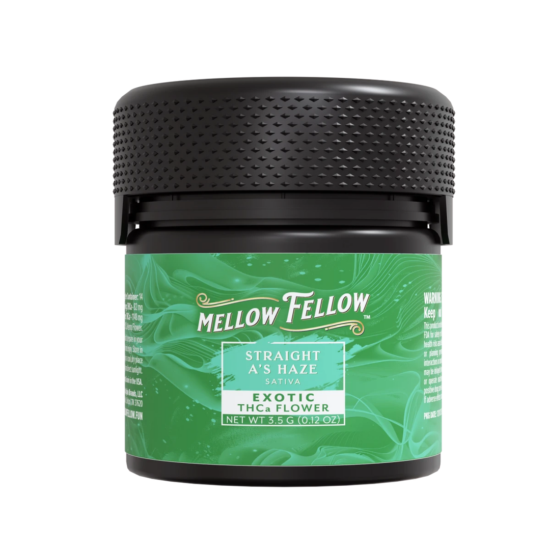 THCa 3.5g Exotic Flower - Straight A’s Haze (Sativa) - Mellow Fellow