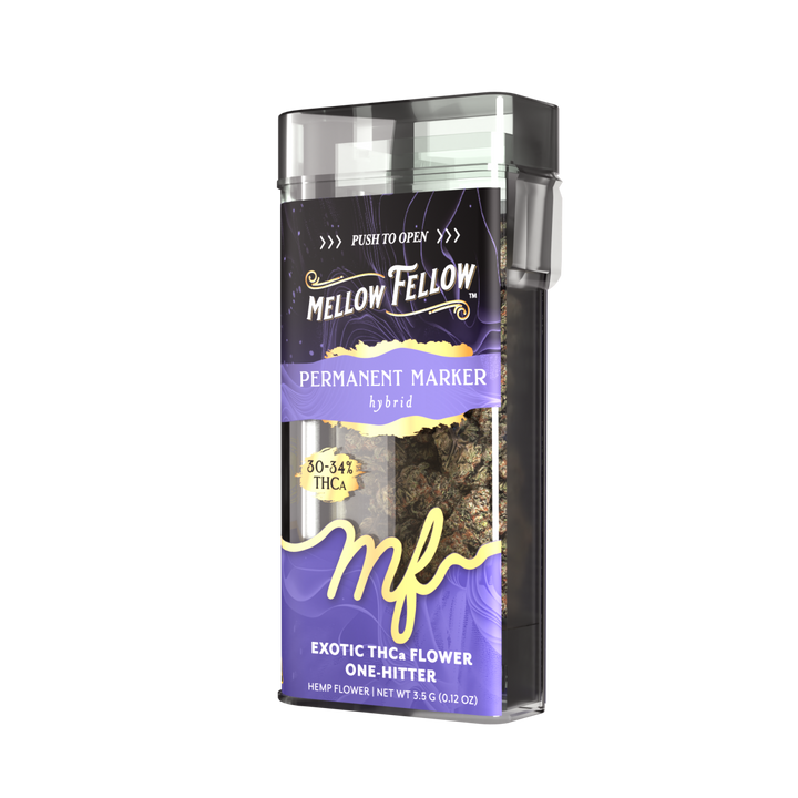 THCa Flower 3.5g Exotic Jar + One Hitter - Permanent Marker (Hybrid) - Mellow Fellow