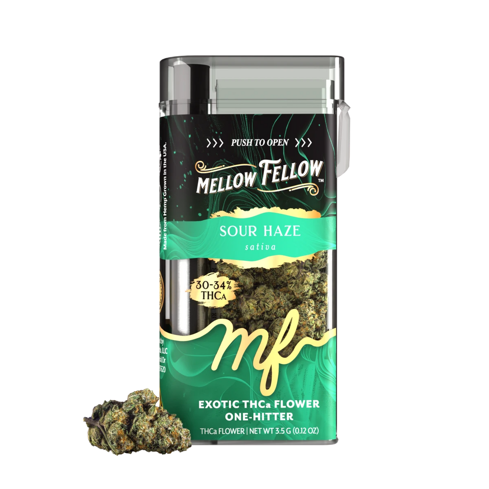THCa 3.5g Exotic Flower + One Hitter - Sour Haze (Sativa) - Mellow Fellow