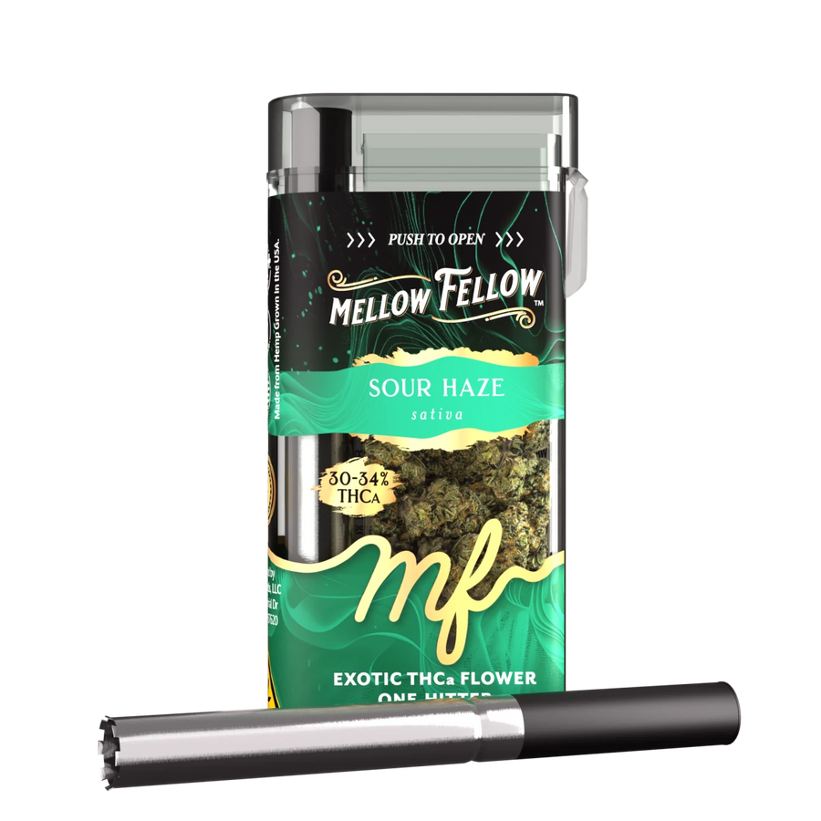 THCa 3.5g Exotic Flower + One Hitter - Sour Haze (Sativa) - Mellow Fellow