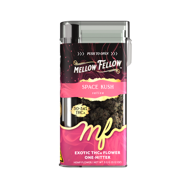 THCa Flower 3.5g Exotic Jar + One Hitter - Space Kush (Sativa) - Mellow Fellow