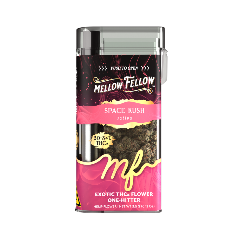 THCa Flower 3.5g Exotic Jar + One Hitter - Space Kush (Sativa) - Mellow Fellow
