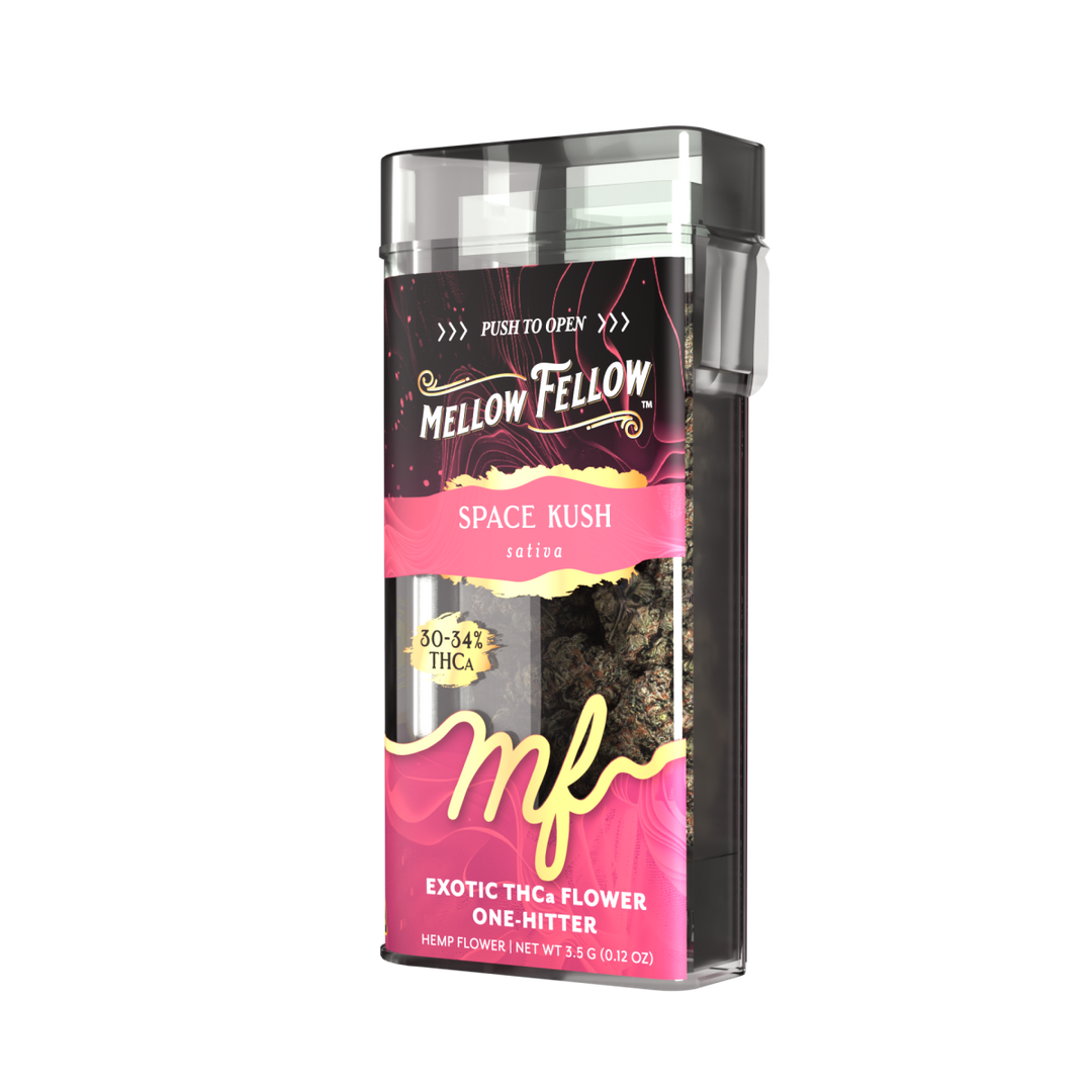 THCa Flower 3.5g Exotic Jar + One Hitter - Space Kush (Sativa) - Mellow Fellow