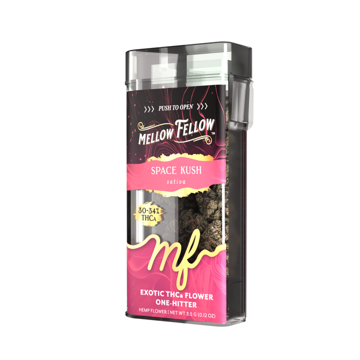 THCa Flower 3.5g Exotic Jar + One Hitter - Space Kush (Sativa) - Mellow Fellow