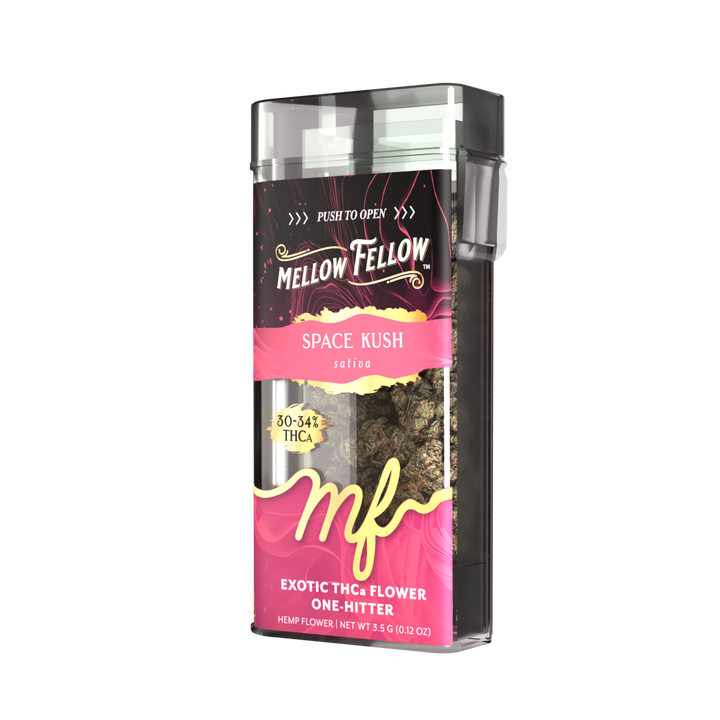 THCa Flower 3.5g Exotic Jar + One Hitter - Space Kush (Sativa) - Mellow Fellow
