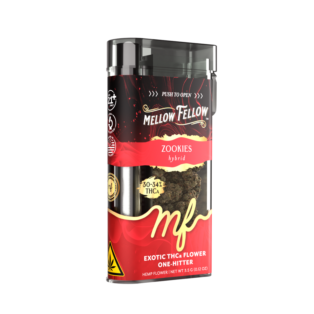 THCa Flower 3.5g Exotic Jar + One Hitter - Zookies (Hybrid) - Mellow Fellow