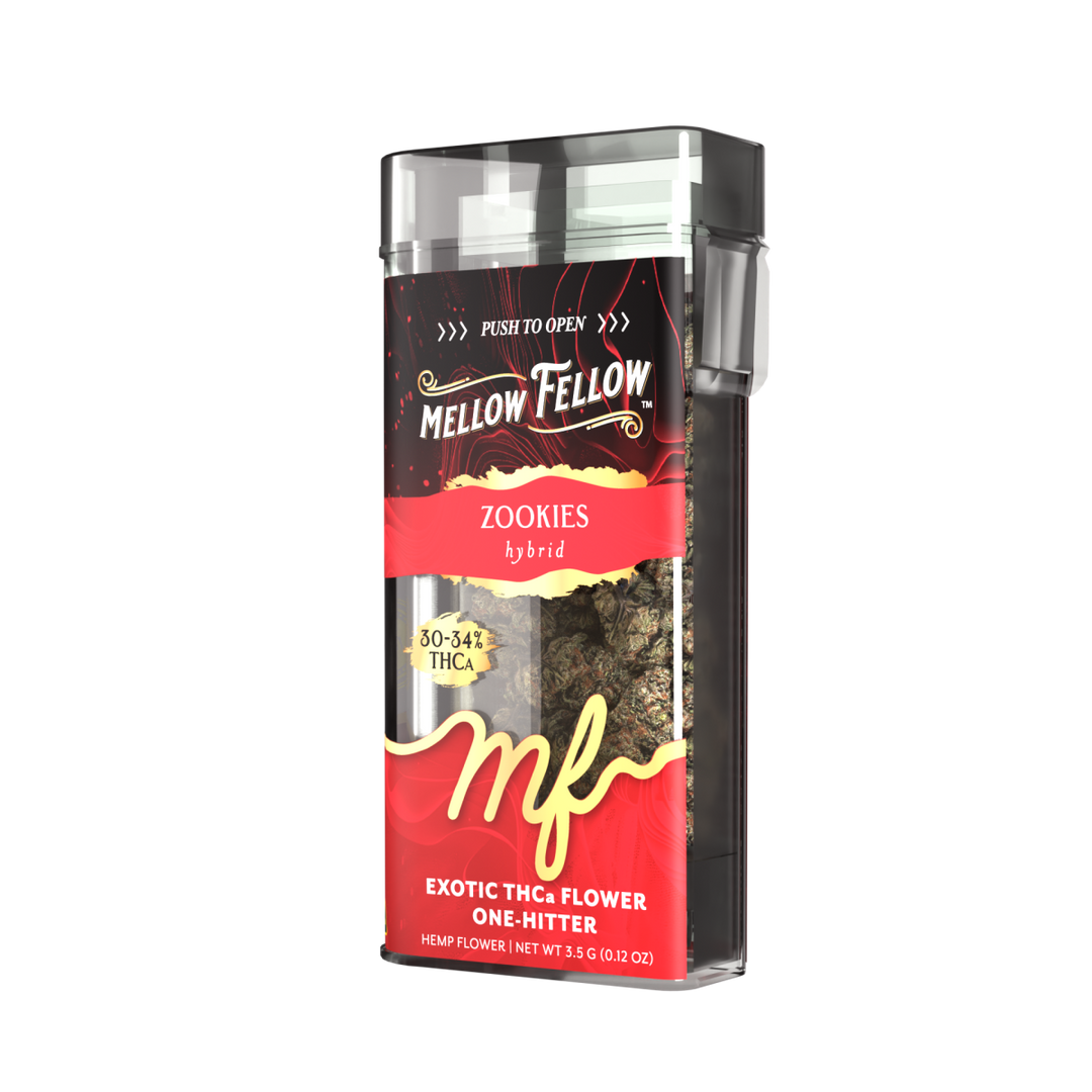 THCa Flower 3.5g Exotic Jar + One Hitter - Zookies (Hybrid) - Mellow Fellow