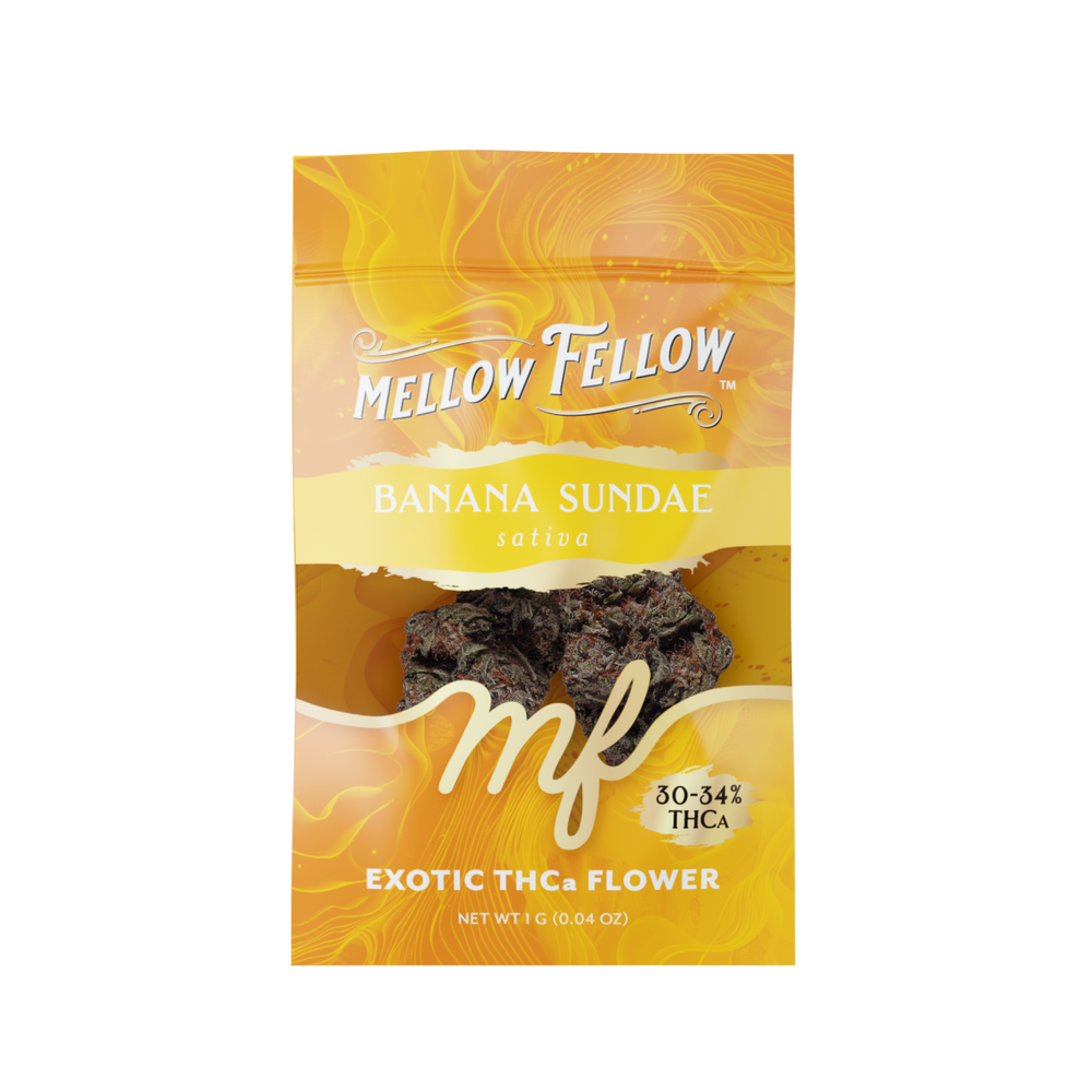 Exotic THCa Flower - 1g Sachets - Banana Sundae (Sativa) - Mellow Fellow