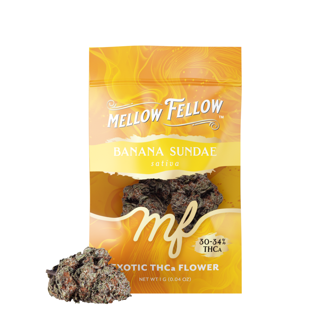 Exotic THCa Flower - 1g Sachets - Banana Sundae (Sativa) - Mellow Fellow