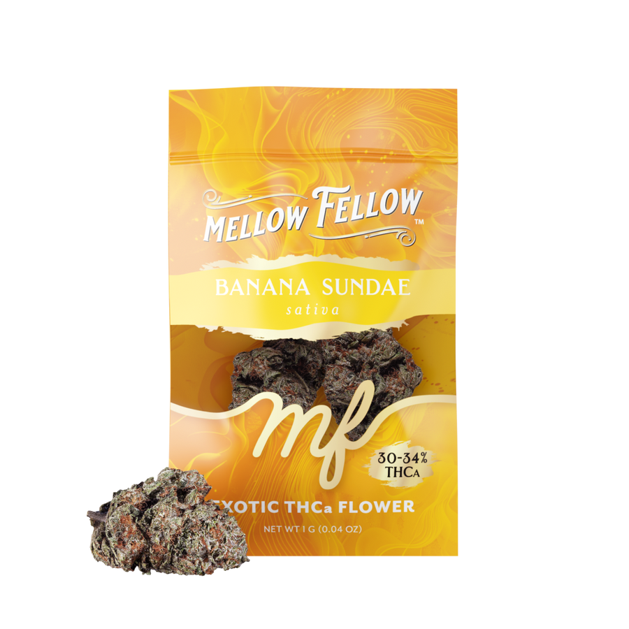 Exotic THCa Flower - 1g Sachets - Banana Sundae (Sativa) - Mellow Fellow