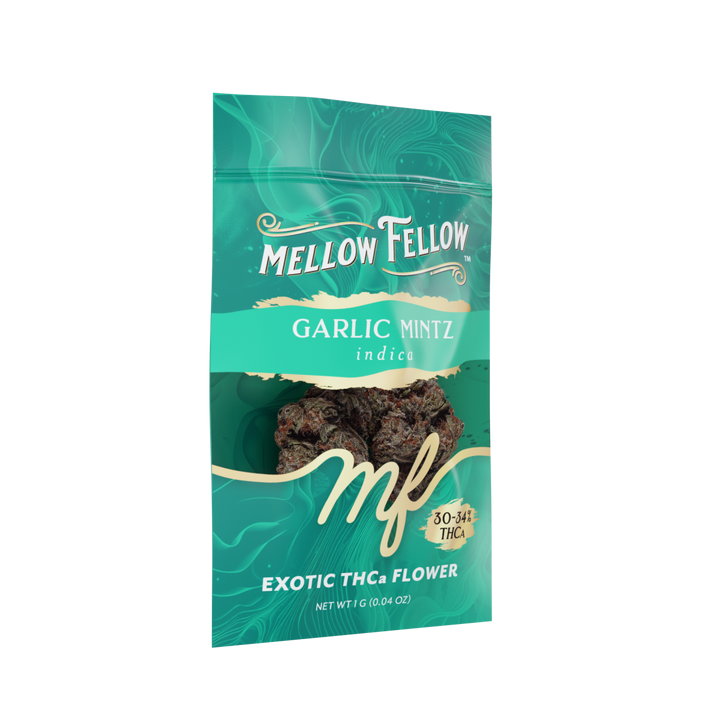 Exotic THCa Flower - 1g Sachets - Garlic Mintz (Indica) - Mellow Fellow