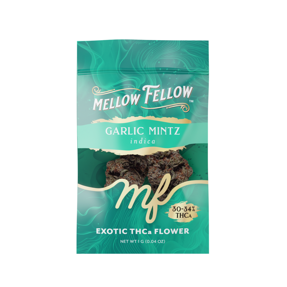 Exotic THCa Flower - 1g Sachets - Garlic Mintz (Indica) - Mellow Fellow