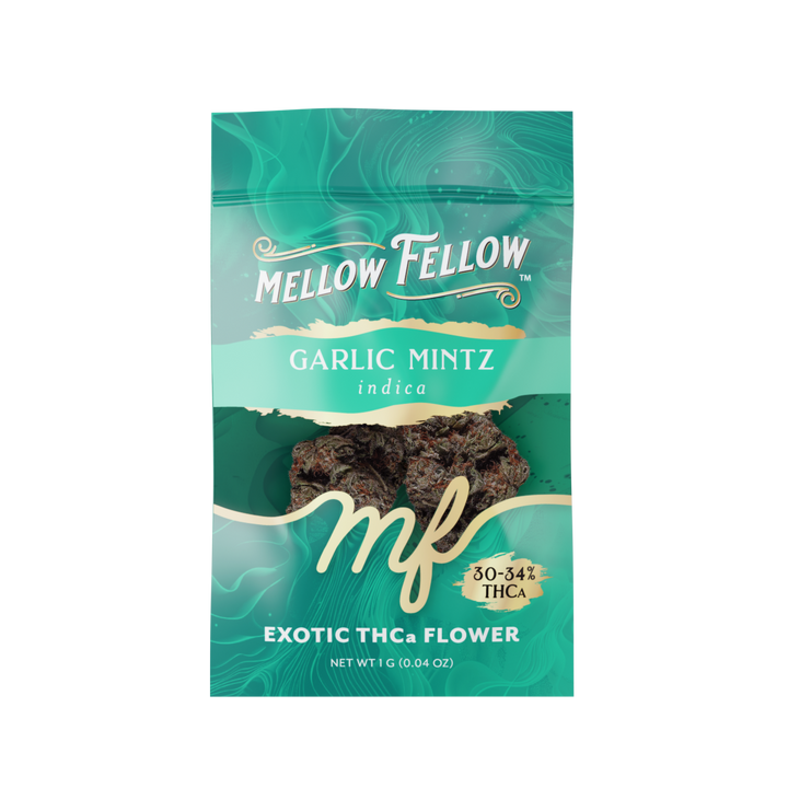 Exotic THCa Flower - 1g Sachets - Garlic Mintz (Indica) - Mellow Fellow