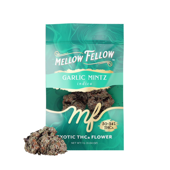 Exotic THCa Flower - 1g Sachets - Garlic Mintz (Indica) - Mellow Fellow