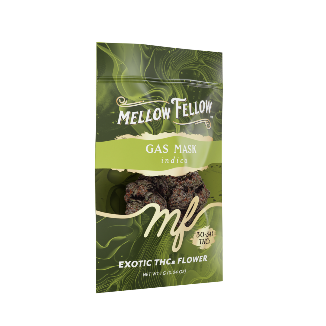 Exotic THCa Flower - 1g Sachets - Gas Mask (Indica) - Mellow Fellow