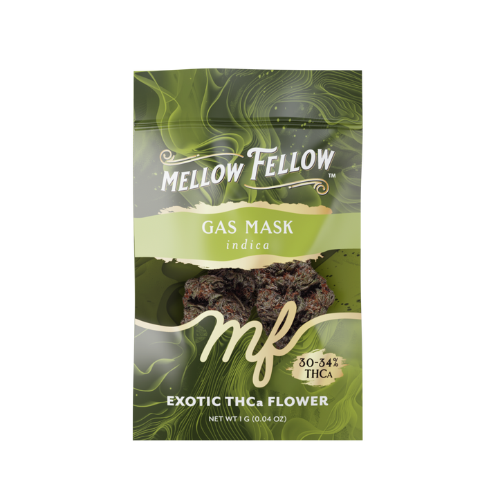 Exotic THCa Flower - 1g Sachets - Gas Mask (Indica) - Mellow Fellow