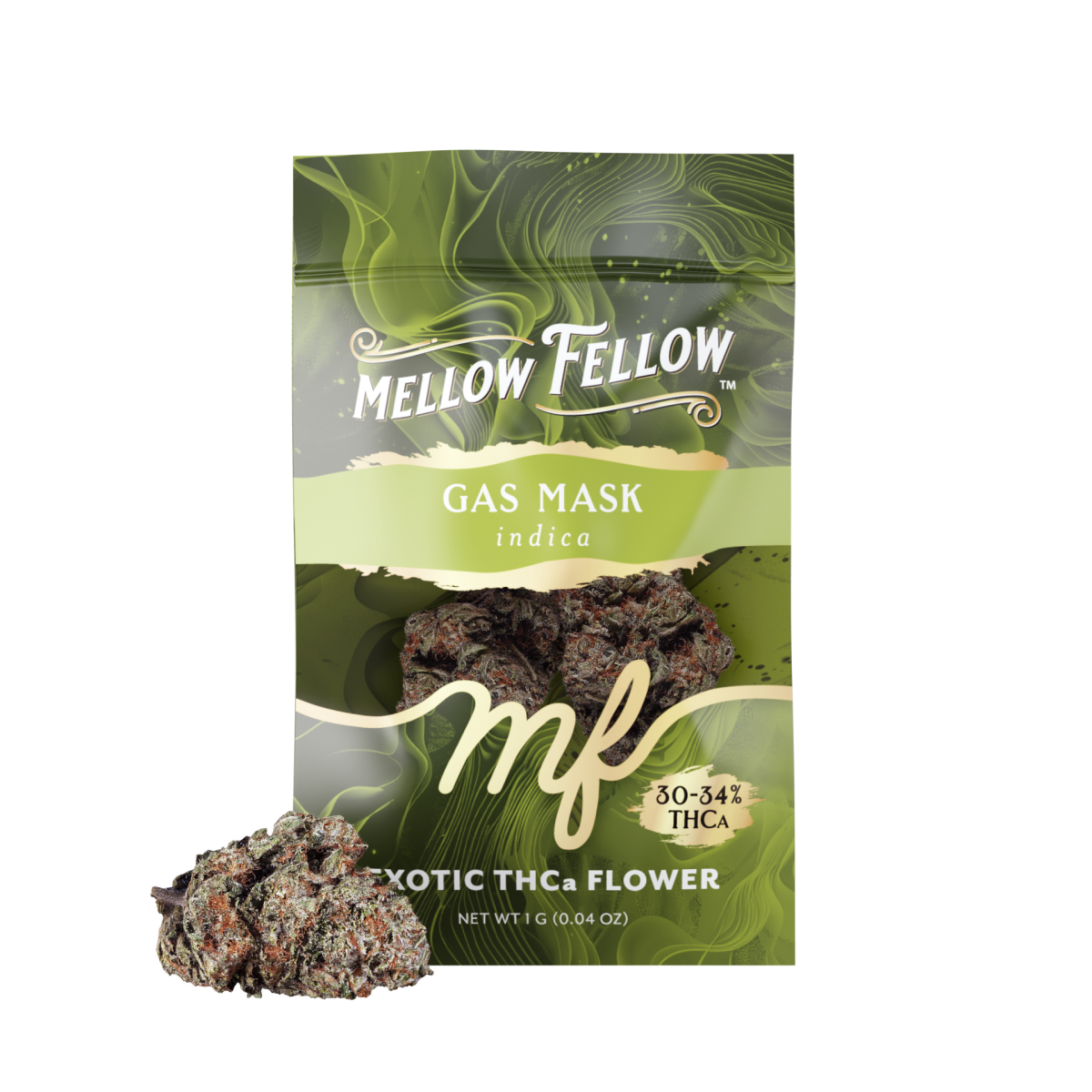Exotic THCa Flower - 1g Sachets - Gas Mask (Indica) - Mellow Fellow