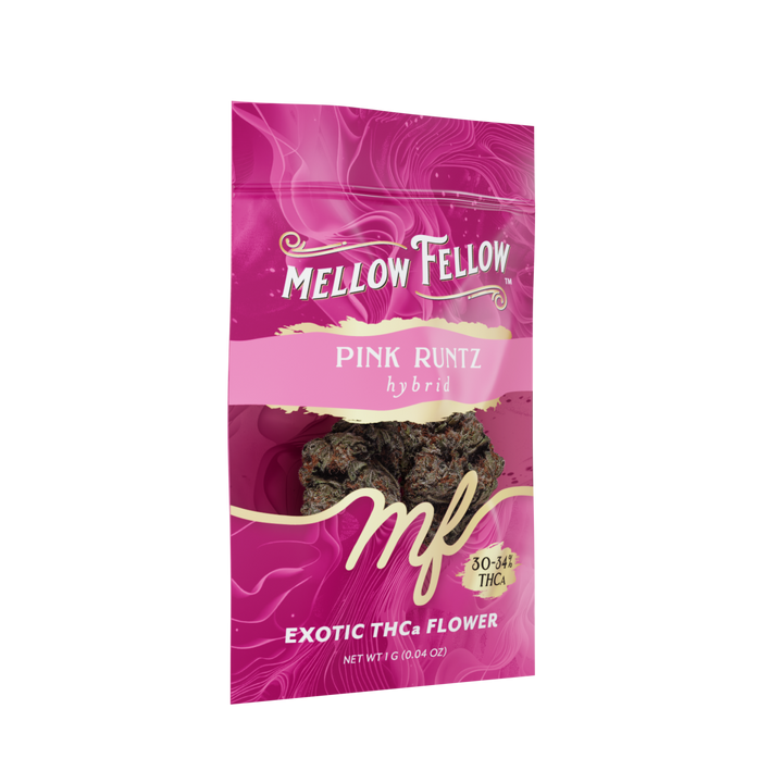 Exotic THCa Flower - 1g Sachets - Pink Runtz (Hybrid) - Mellow Fellow