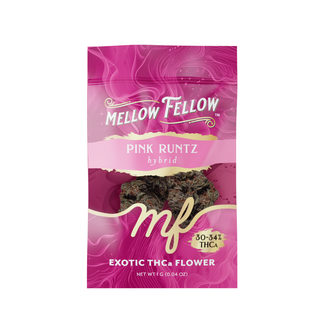 Exotic THCa Flower - 1g Sachets - Pink Runtz (Hybrid) - Mellow Fellow