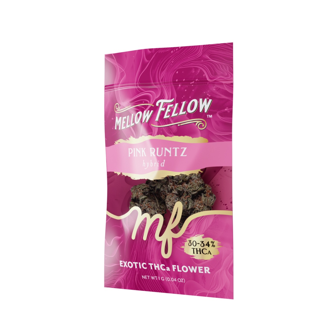 Exotic THCa Flower - 1g Sachets - Pink Runtz (Hybrid) - Mellow Fellow
