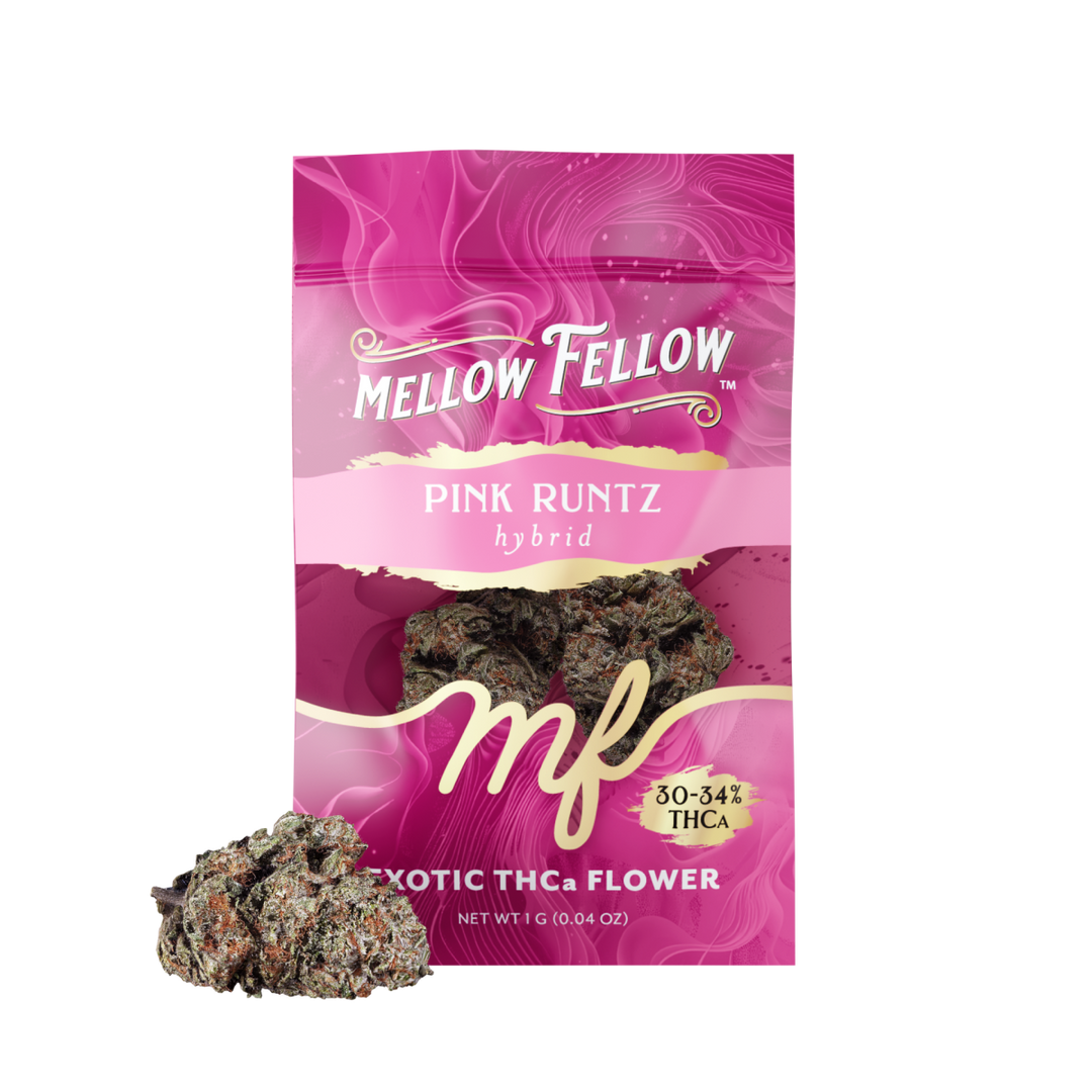 Exotic THCa Flower - 1g Sachets - Pink Runtz (Hybrid) - Mellow Fellow