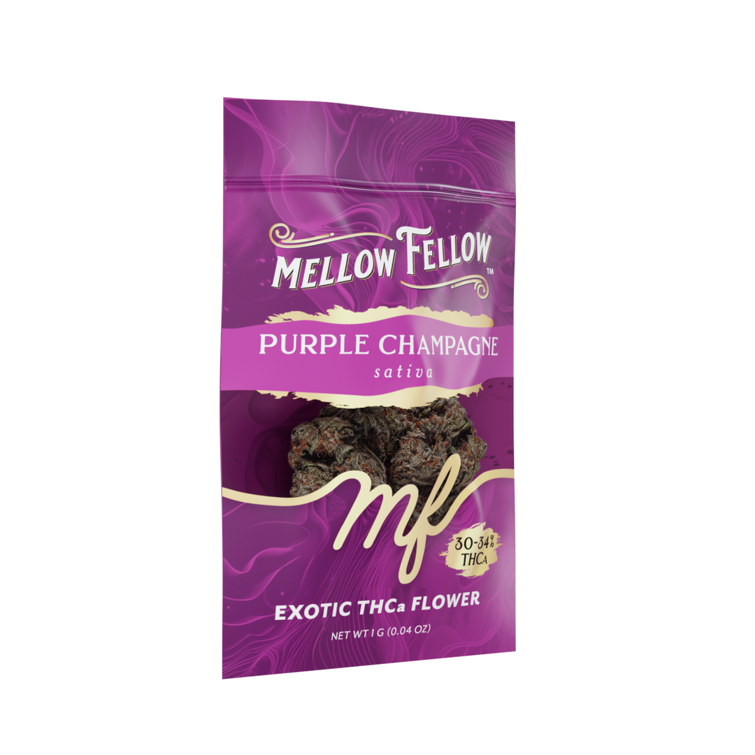 Exotic THCa Flower - 1g Sachets - Purple Champagne (Sativa) - Mellow Fellow