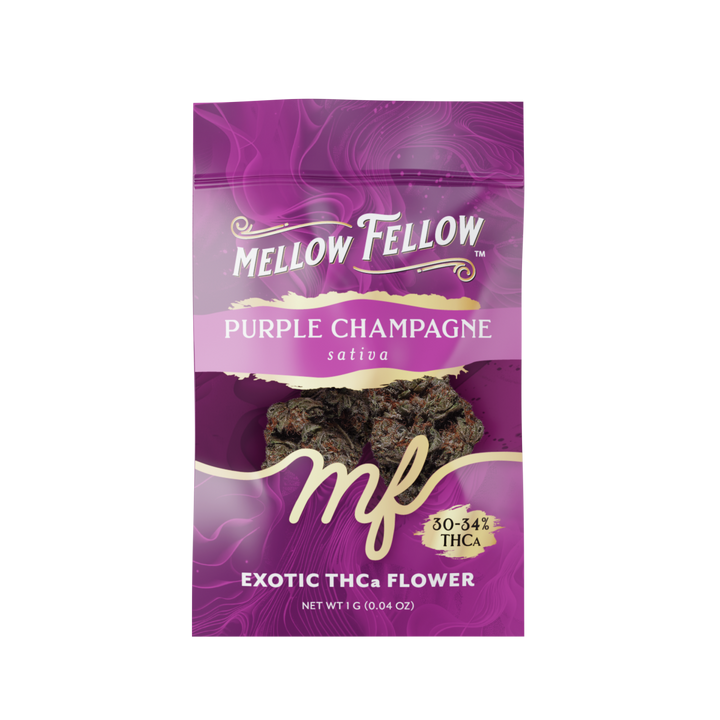 Exotic THCa Flower - 1g Sachets - Purple Champagne (Sativa) - Mellow Fellow