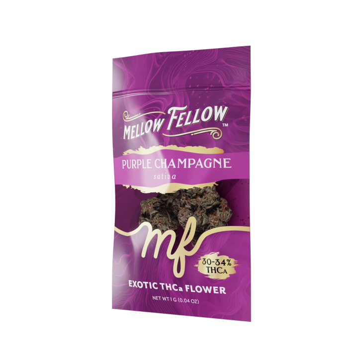 Exotic THCa Flower - 1g Sachets - Purple Champagne (Sativa) - Mellow Fellow