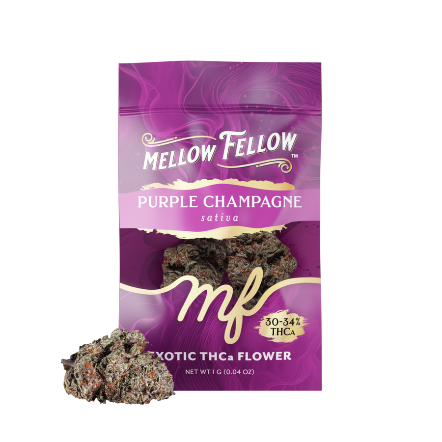 Exotic THCa Flower - 1g Sachets - Purple Champagne (Sativa) - Mellow Fellow