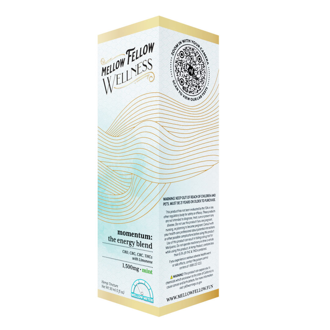 Wellness Tincture - Momentum: The Energy Blend - Mint - 1500mg - Mellow Fellow