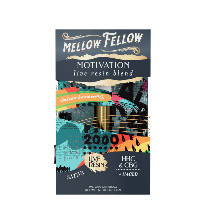 Motivation Blend 1ml Live Resin Vape Cartridge - Alaskan Thunderf*ck (Sativa) - Mellow Fellow