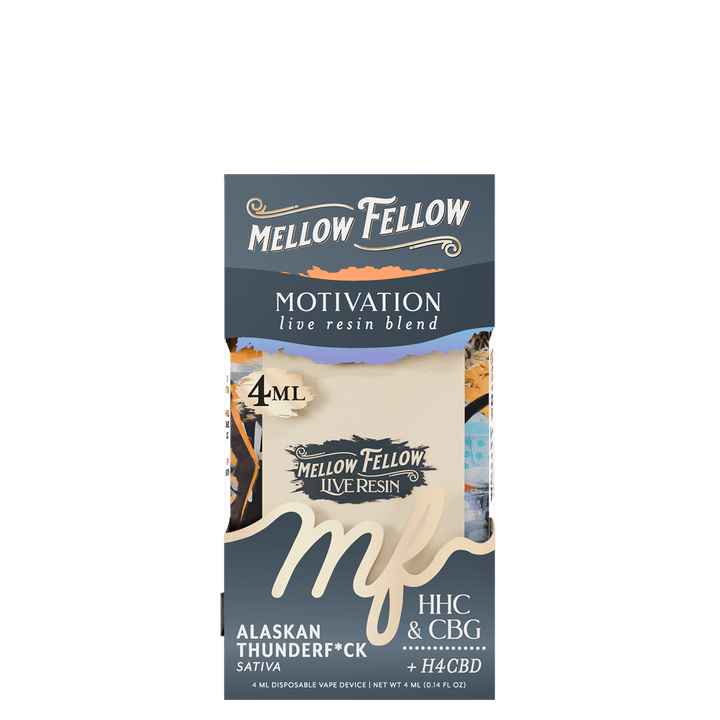 Motivation Blend 4ml Live Resin Disposable Vape - Alaskan Thunderf*ck (Sativa) - Mellow Fellow