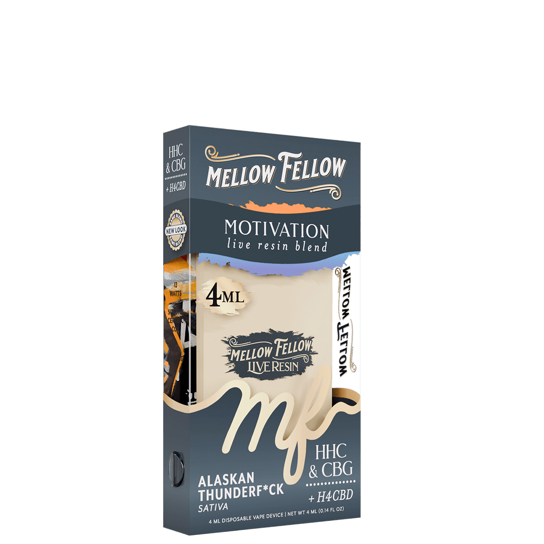 Motivation Blend 4ml Live Resin Disposable Vape - Alaskan Thunderf*ck (Sativa) - Mellow Fellow