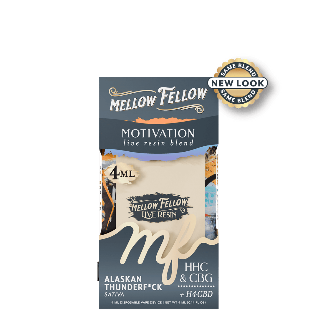 Motivation Blend 4ml Live Resin Disposable Vape - Alaskan Thunderf*ck (Sativa) - Mellow Fellow