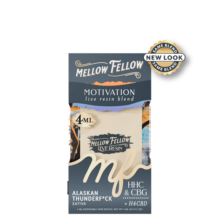 Motivation Blend 4ml Live Resin Disposable Vape - Alaskan Thunderf*ck (Sativa) - Mellow Fellow