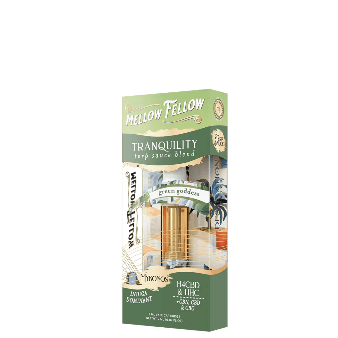 Mykonos Tranquility Blend - Terp Sauce 2ml Vape Cartridge - Green Goddess (Indica Dom) - Mellow Fellow